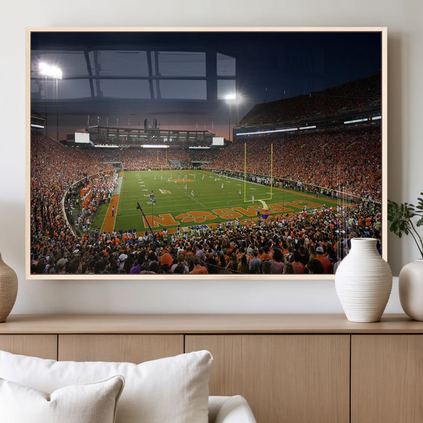 MGV-FP-60X30-3P - Clemson University Tigers Art Print, Football Team Print - Clemson Memorial Stadium Wall Art Canvas