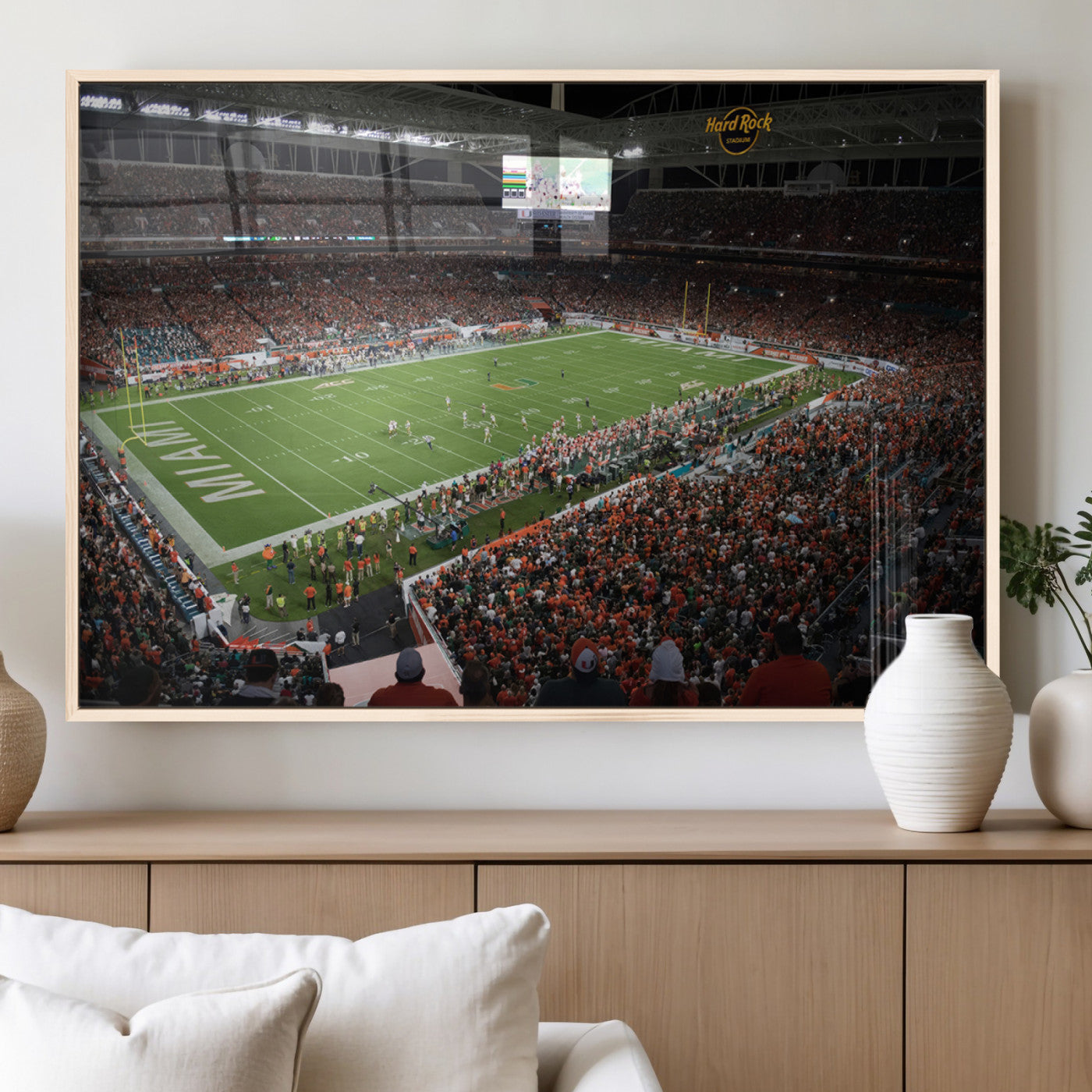 MGV-FP-60X30-3P - Miami Hurricanes Football Team Print Canvas- Miami Hard Rock Stadium Wall Art Canvas Print