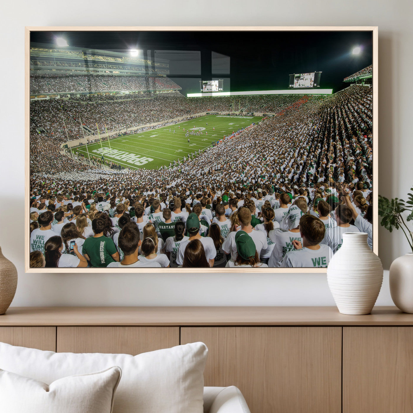 MGV-FP-60X30-3P - Michigan State Spartans Football Canvas Print - East Lansing Spartan Stadium Wall Art Canvas Print