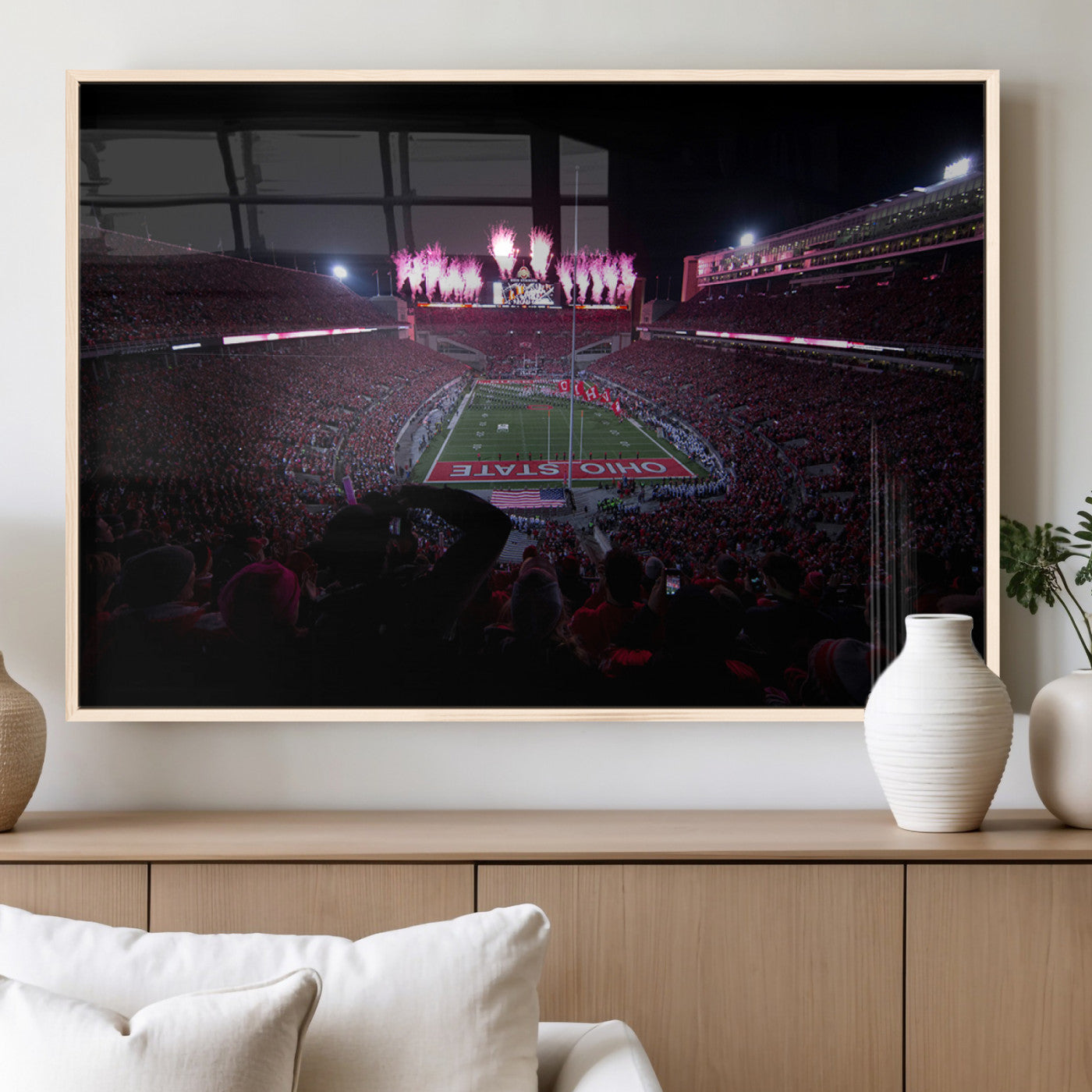 MGV-FP-60X30-3P - Ohio State University Buckeyes Football Team Print - Columbus Ohio Stadium Wall Art Canvas Print