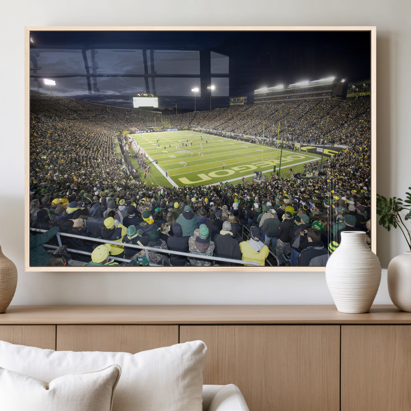 MGV-FP-60X30-3P - University of Oregon Ducks Football Team Print - Eugene Autzen Stadium Wall Art Canvas Print
