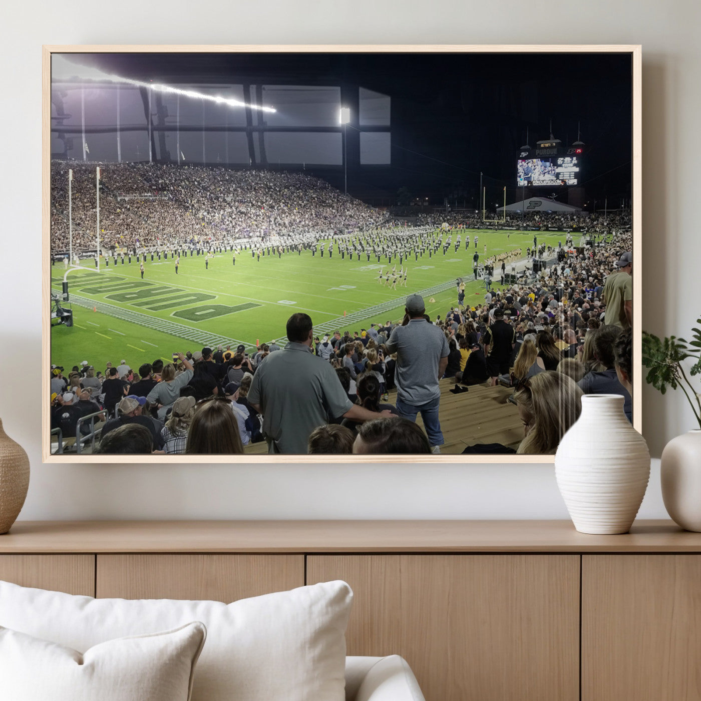 MGV-FP-60X30-3P - Purdue University Boilermakers Football Team Print - West Lafayette Ross-Ade Stadium Wall Art Canvas