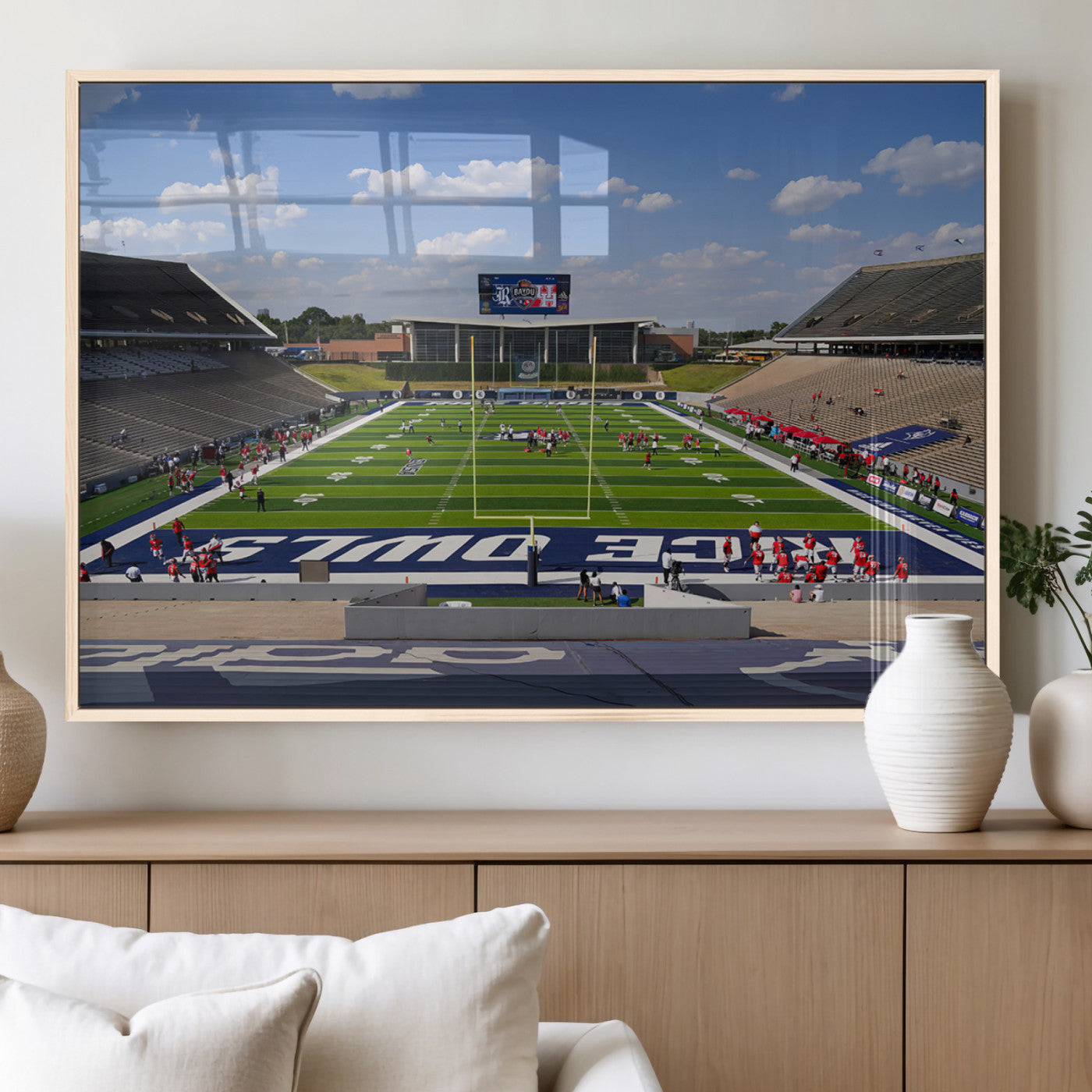 MGV-FP-60X30-3P - Rice University Owls Football Team Print - Houston Rice Stadium Wall Art Canvas Print