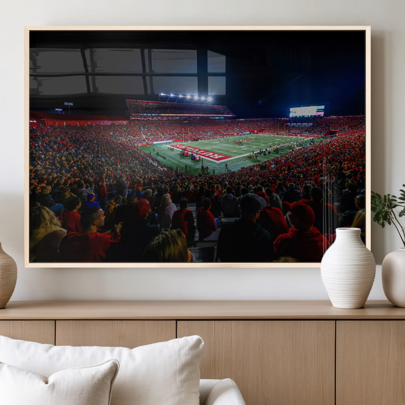 MGV-FP-60X30-3P - Rutgers Scarlet Knights Football Team Print - SHI Stadium, Piscataway Wall Art Canvas Print