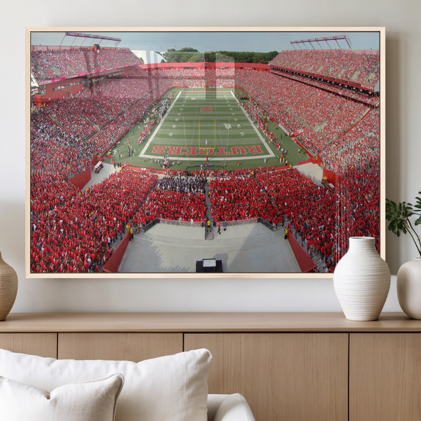 MGV-FP-60X30-3P - Rutgers Scarlet Knights Football Team Print - Piscataway SHI Stadium Wall Art Canvas Print