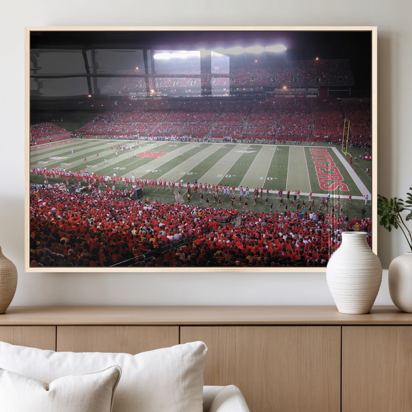 MGV-FP-60X30-3P - Rutgers University Scarlet Knights Football Team Print - Piscataway SHI Stadium Wall Art Canvas