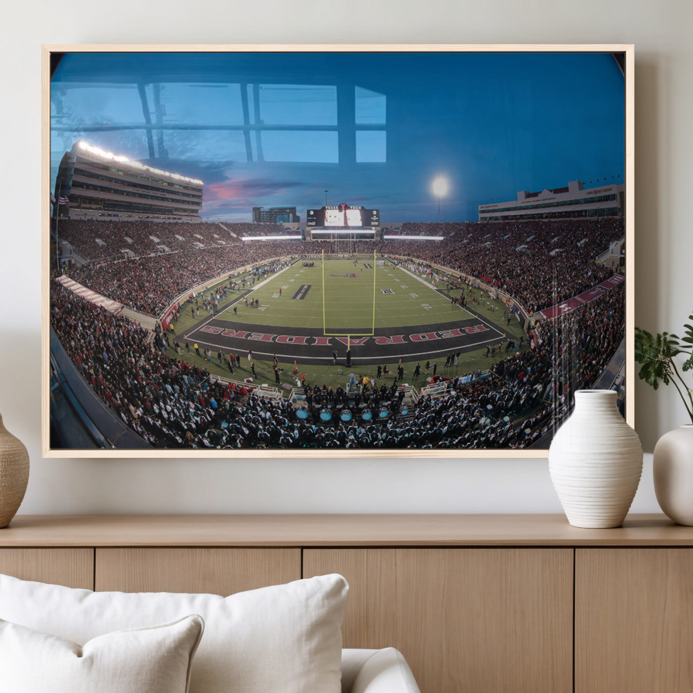 MGV-FP-60X30-3P - Texas Tech Red Raiders Canvas, Framed Football Team Print - Lubbock Jones AT&T Stadium Wall Art