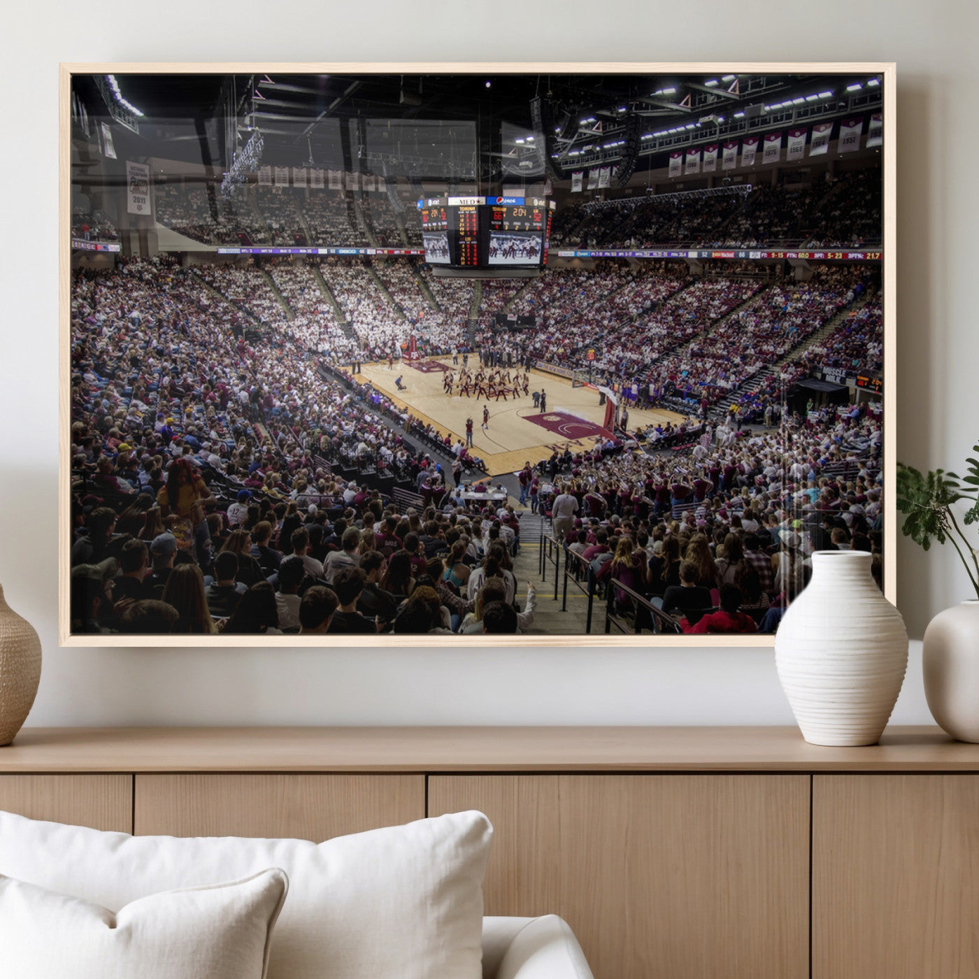 MGV-FP-60X30-3P - University of Nebraska Cornhuskers Basketball Team Print - Lincoln Red Arena Wall Art Canvas Print