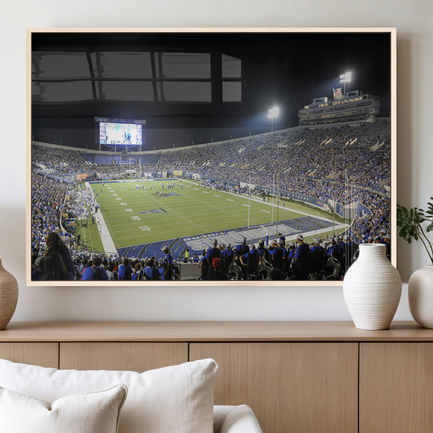 MGV-FP-60X30-3P - University of Memphis Tigers Football Team Print - Memphis Simmons Bank Liberty Stadium Wall Art