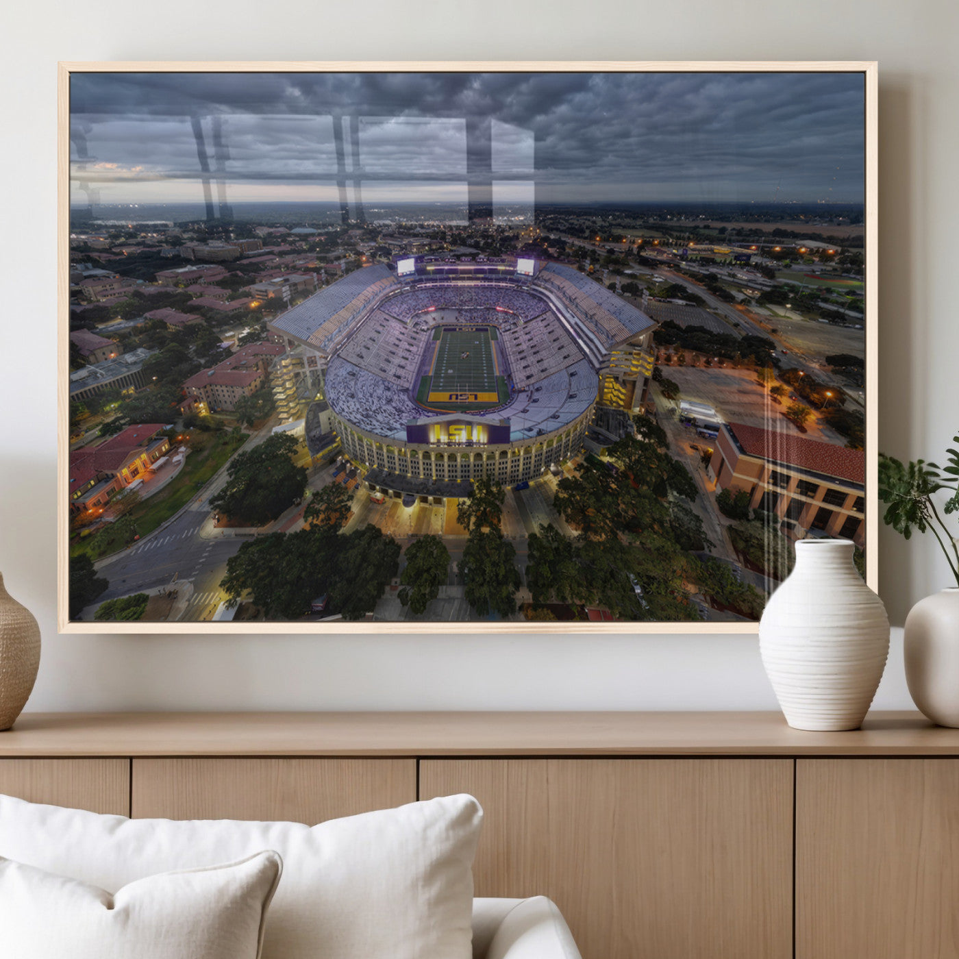 MGV-FP-60X30-3P - The Louisiana State University Tigers Football Team Print - Baton Rouge Tiger Stadium Wall Art