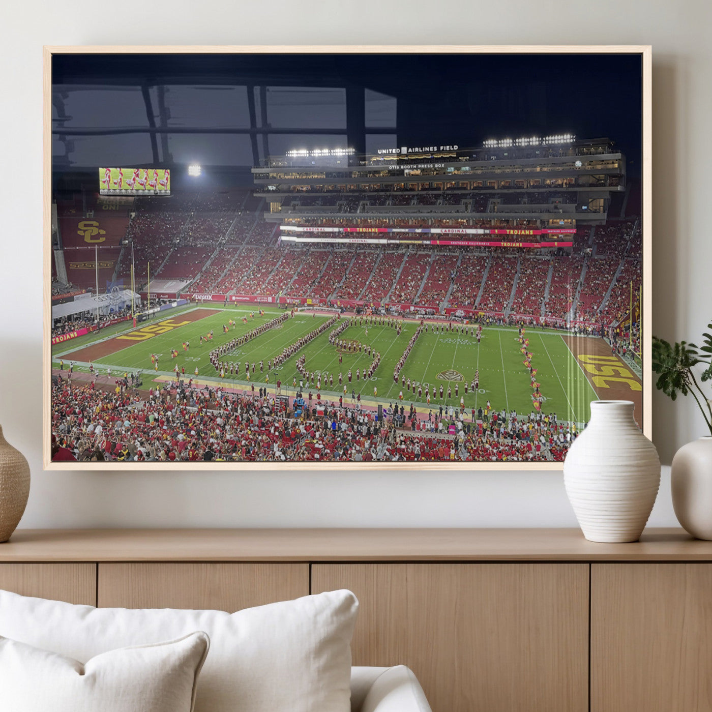 MGV-FP-60X30-3P - The University of Southern California USC Trojans Football Team Print - Los Angeles Memorial