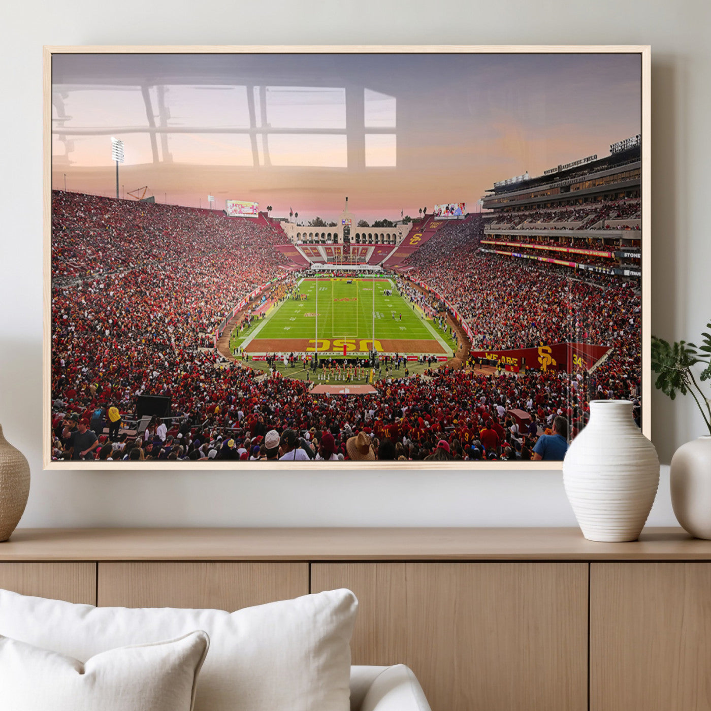 MGV-FP-60X30-3P - The University of Southern California USC Trojans Football Team Print - Los Angeles Memorial