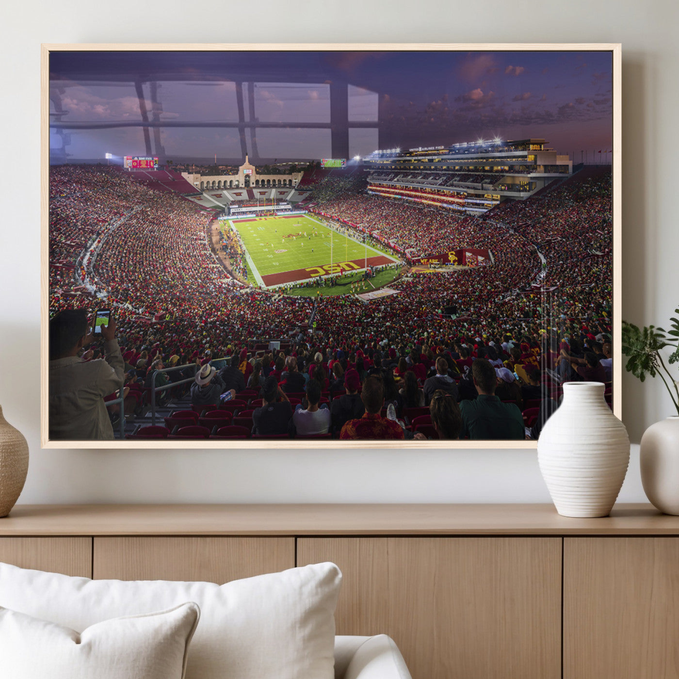 MGV-FP-60X30-3P - The University of Southern California USC Trojans Football Team Print - Los Angeles Memorial