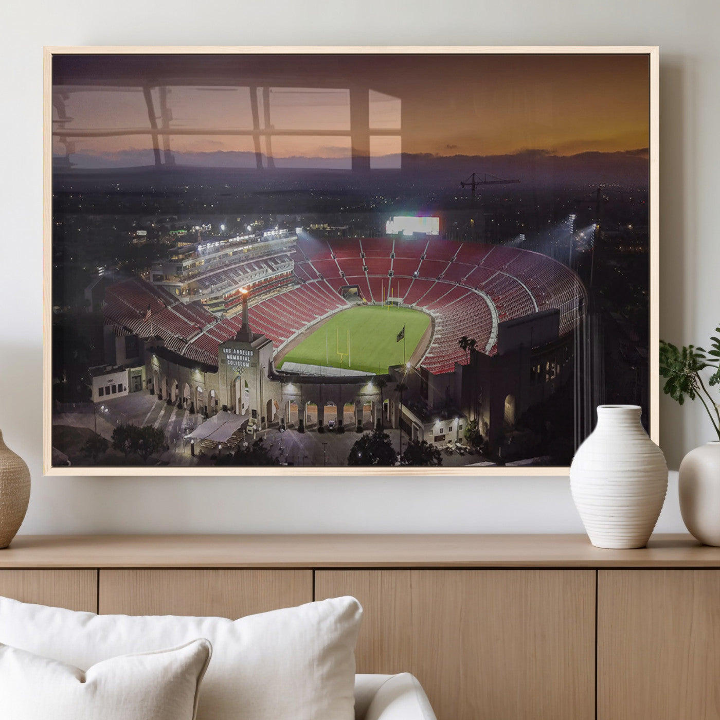 MGV-FP-60X30-3P - The University of Southern California USC Trojans Football Team Print - Los Angeles Memorial