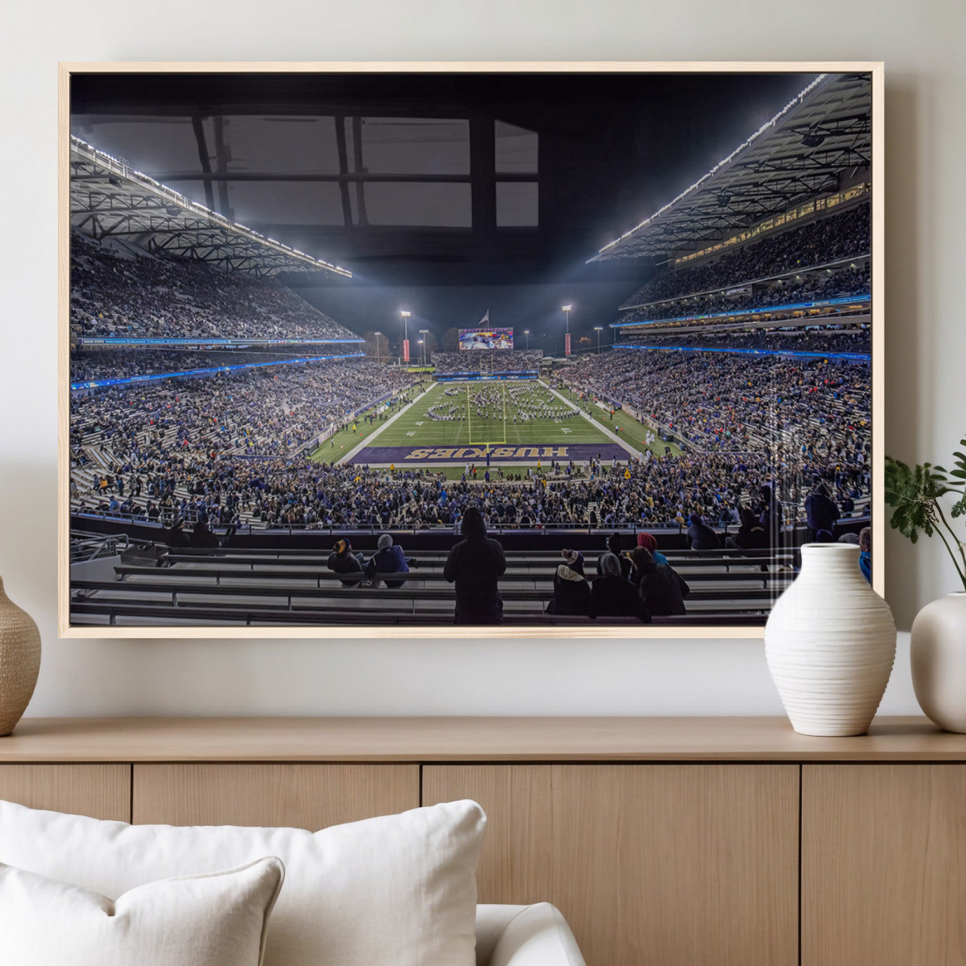 MGV-FP-60X30-3P - The University of Washington Huskies Football Team Print - Seattle Husky Stadium Wall Art Canvas