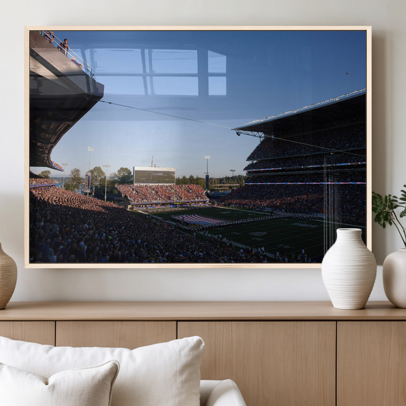 MGV-FP-60X30-3P - The University of Washington Huskies Football Team Print - Seattle Husky Stadium Wall Art Canvas
