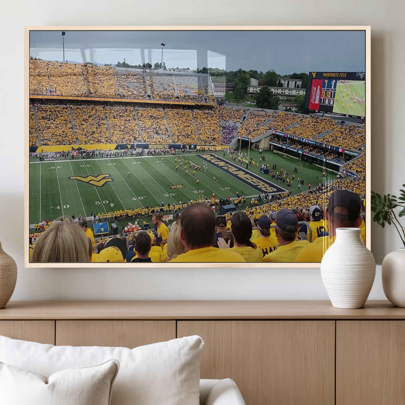 MGV-FP-60X30-3P - Puskar Stadium Canvas Print Wall Art - Morgantown Print - West Virginia University Mountaineers