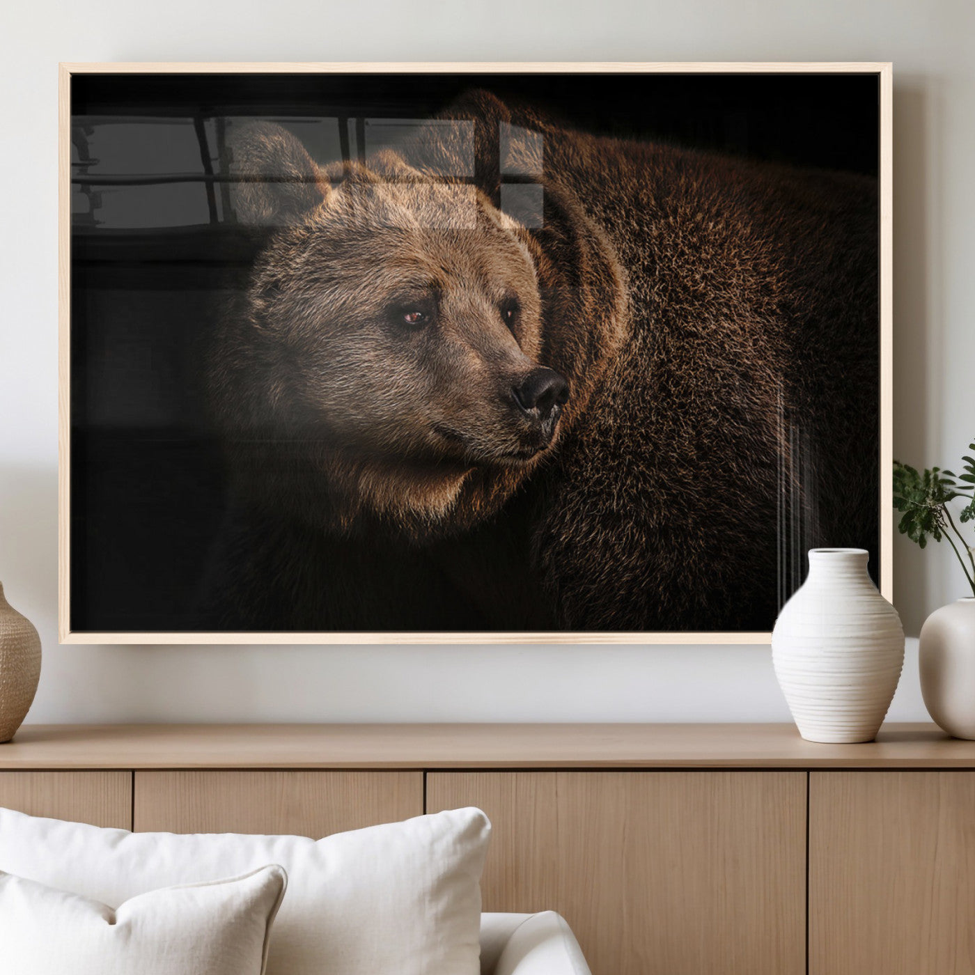 MGV-FP-60X30-3P - Wild Grizzly 399 Bear Canvas Wall Art Print, Bear Animal Canvas Artwork Print, Black Bear Wall Art