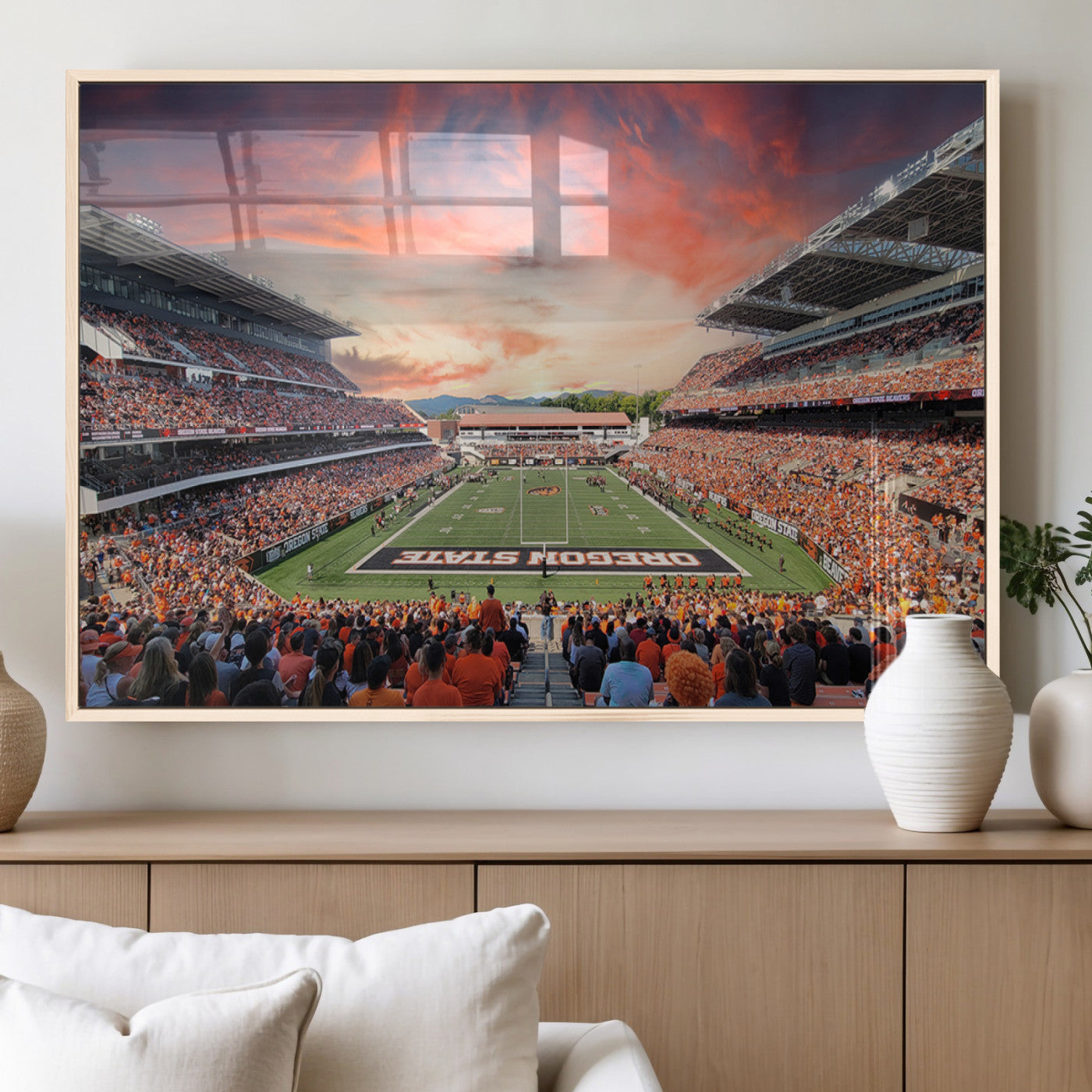 MGV-FP-60X30-3P - Oregon State Beavers Football Team Print - Corvallis Reser Stadium Wall Art Canvas Print