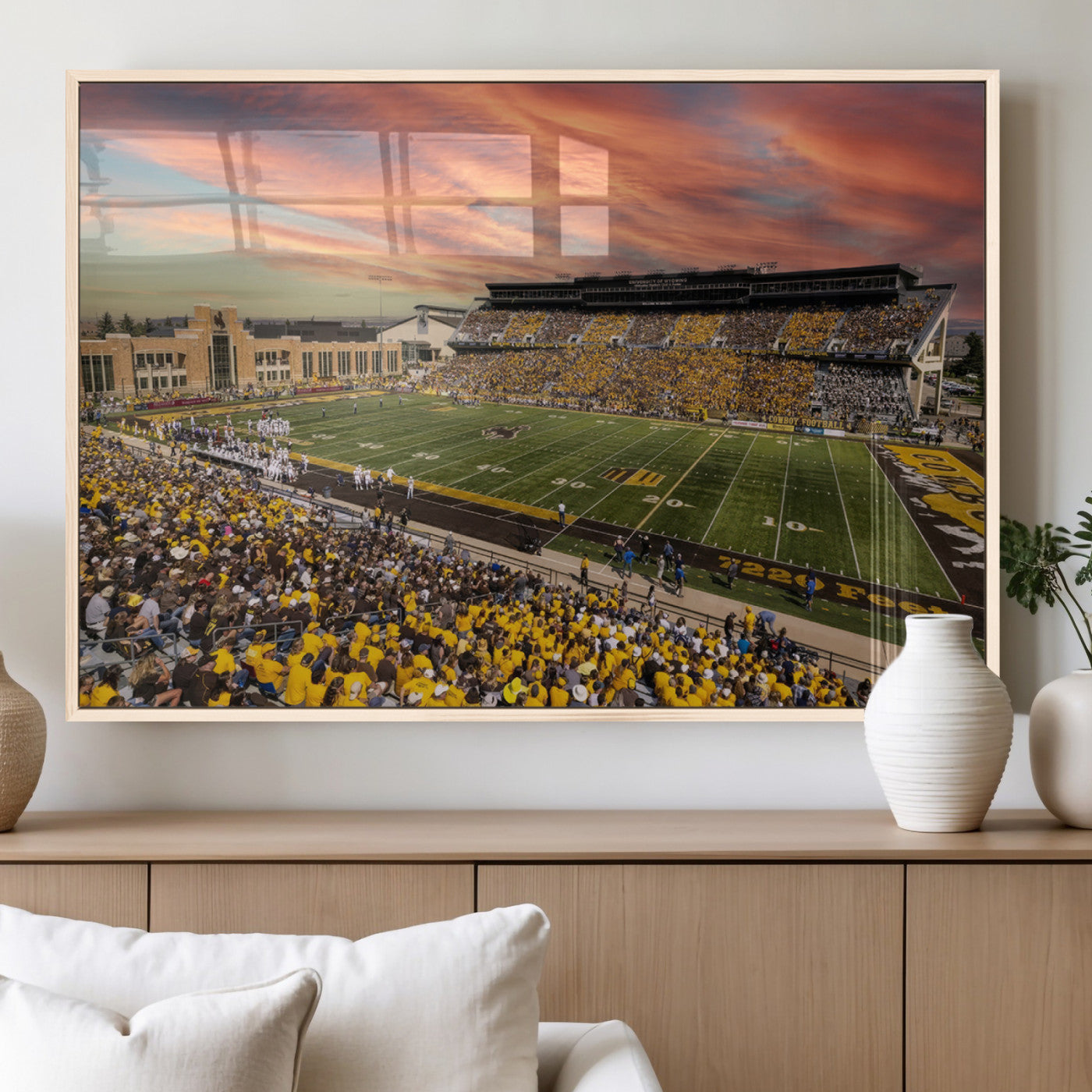 MGV-FP-60X30-3P - University of Wyoming Cowboys Football Team Print - Laramie Jonah Field War Memorial Stadium Wall