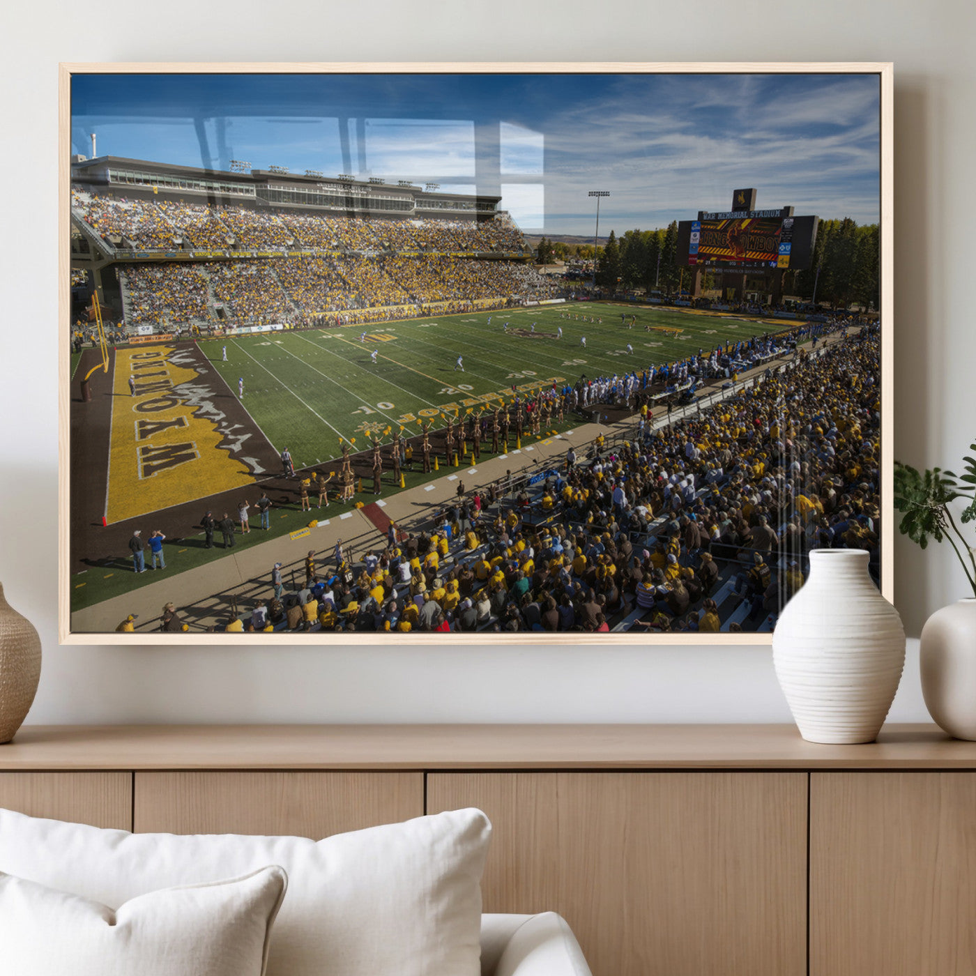 MGV-FP-60X30-3P - University of Wyoming Cowboys Football Team Print - Laramie Jonah Field War Memorial Stadium Wall