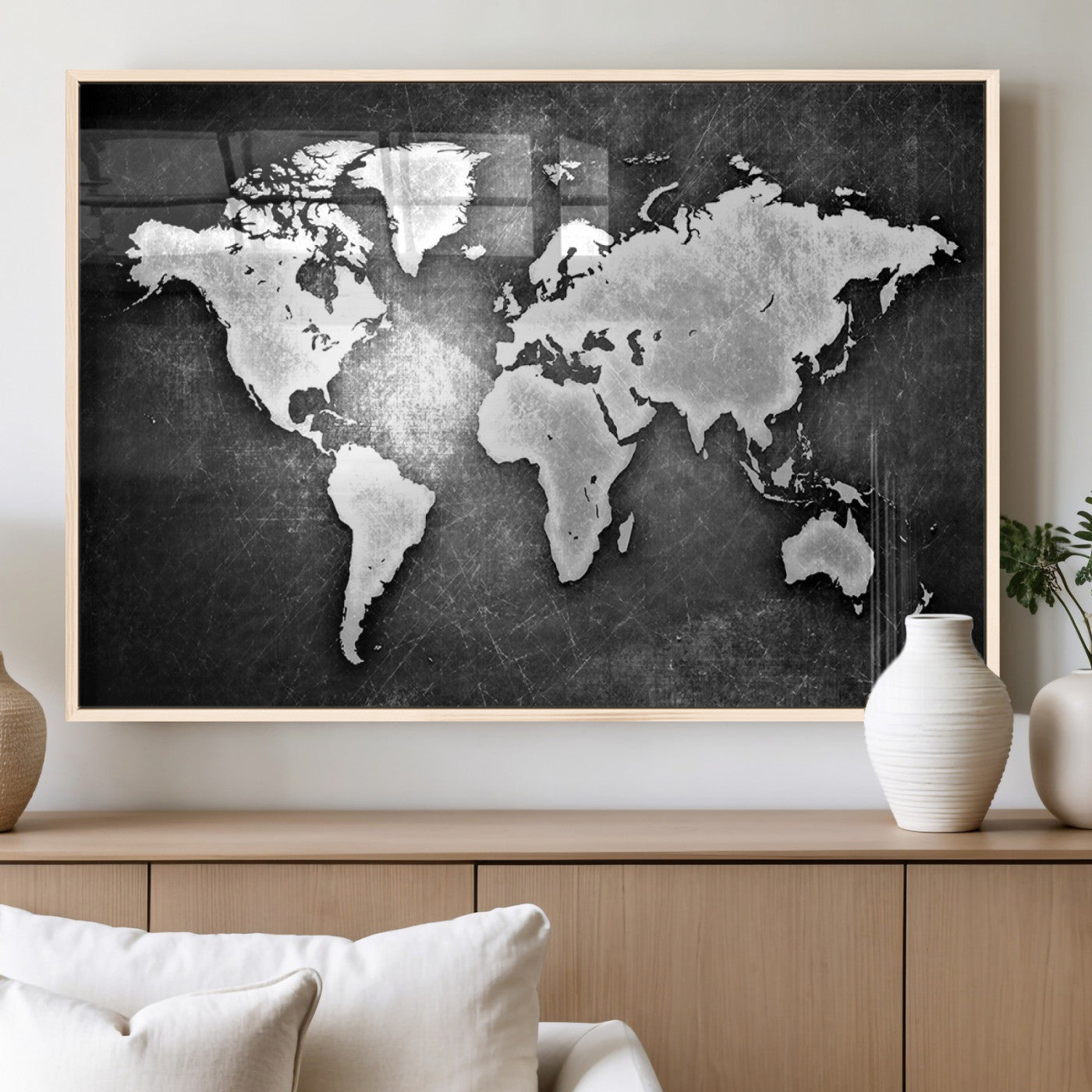 MGV-FP-60X30-3P - World Map Wall Art Canvas Print – Framed Wall Art for Anniversary Gift or Home Adventure Decor
