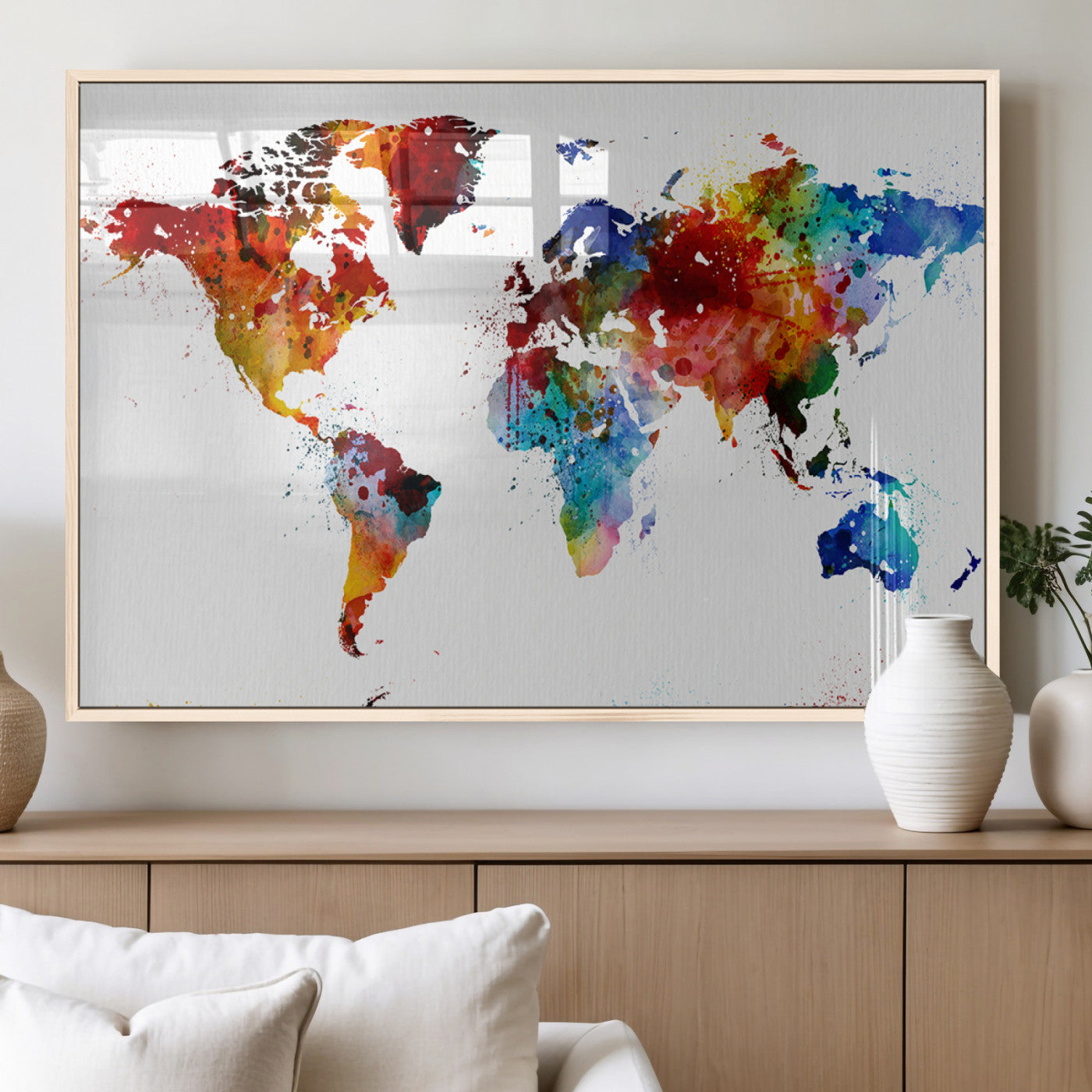 MGV-FP-36X24-3P - Push Pin World Map Canvas Print – Framed Wall Art for Couples to Track Their Travels – Anniversary