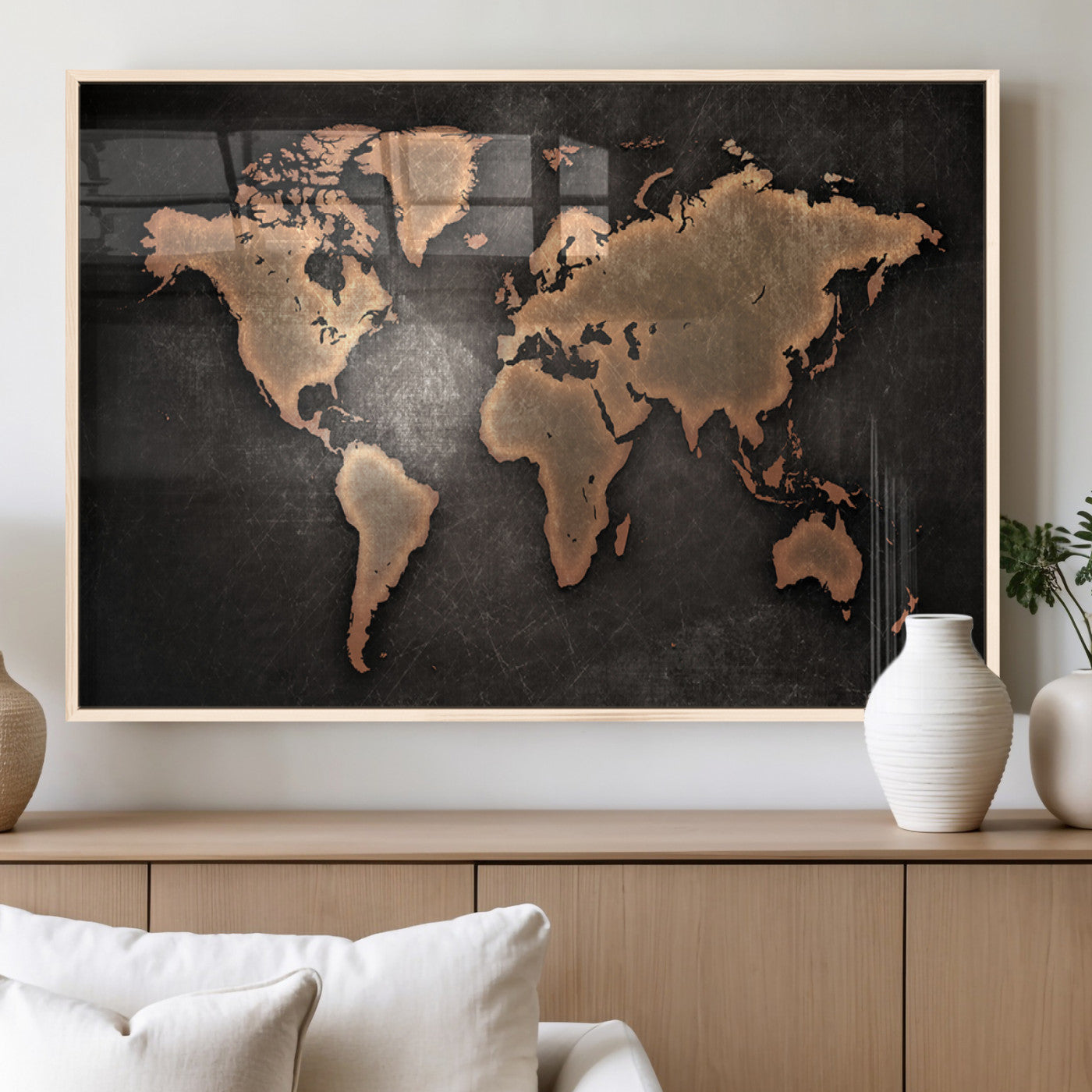 MGV-FP-36X24-3P - Push Pin World Map Canvas Print – Framed Wall Art for Couples to Track Their Travels – Anniversary