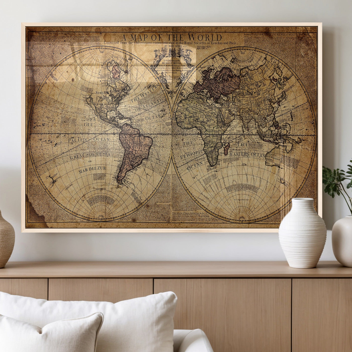 MGV-FP-60X30-3P - Push Pin World Map Canvas Print – Framed Wall Art for Couples to Track Their Travels – Anniversary