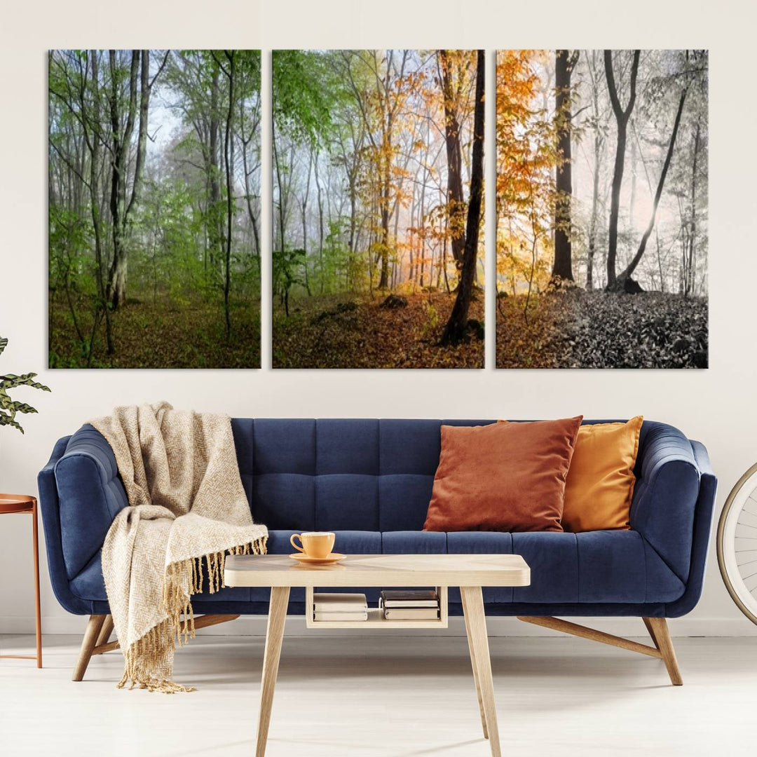 Decoración moderna para el hogar, arte de pared, lienzo, arte de pared de bosque de cuatro estaciones