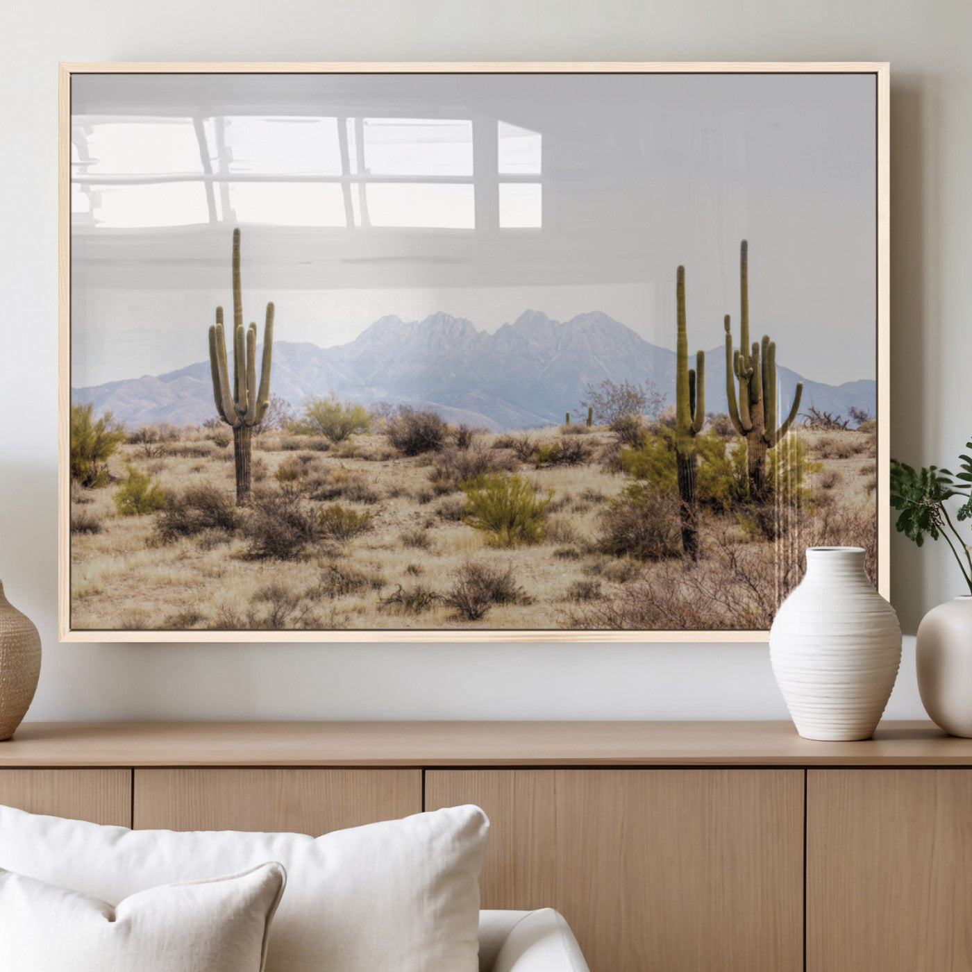 MGV-FP-60X30-3P - Arizona Desert Wall Art Print | Arizona Desert Canvas Print with Saguaro Cacti | Southwestern