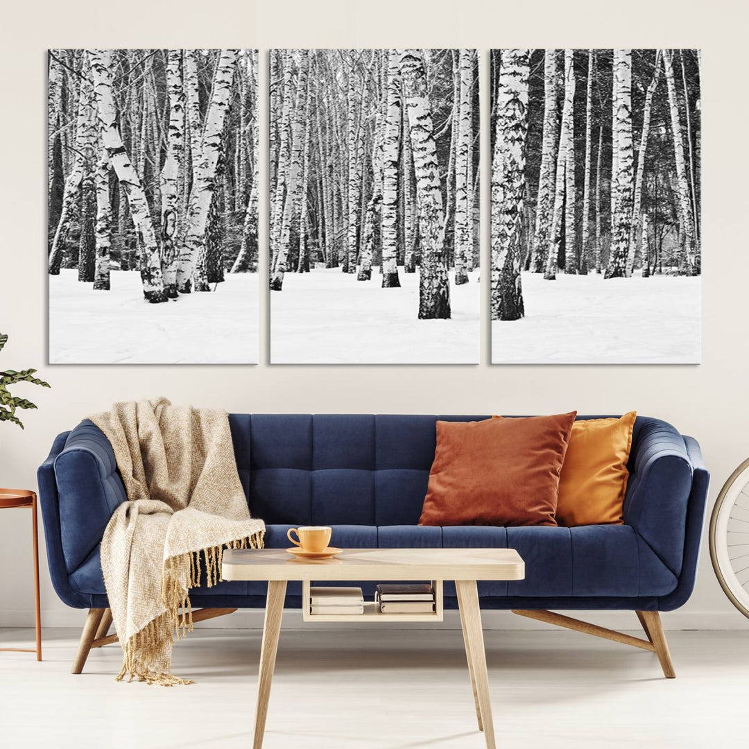 Wall Art Landscape Canvas Print Forest in Winter with Snowy Ground and Trees