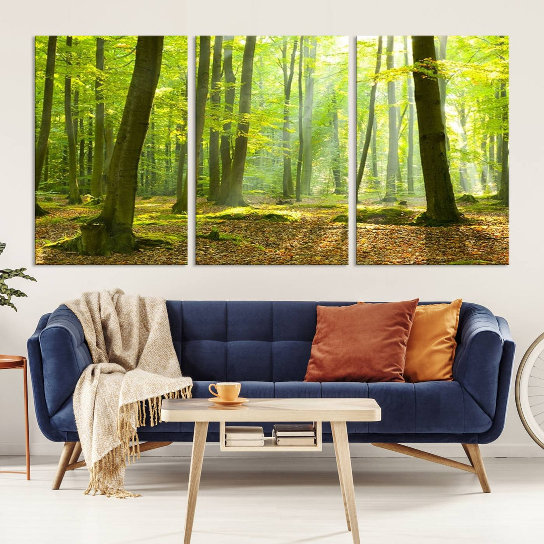 Wall Art Landscape Canvas Print Sunshine in Green Forest