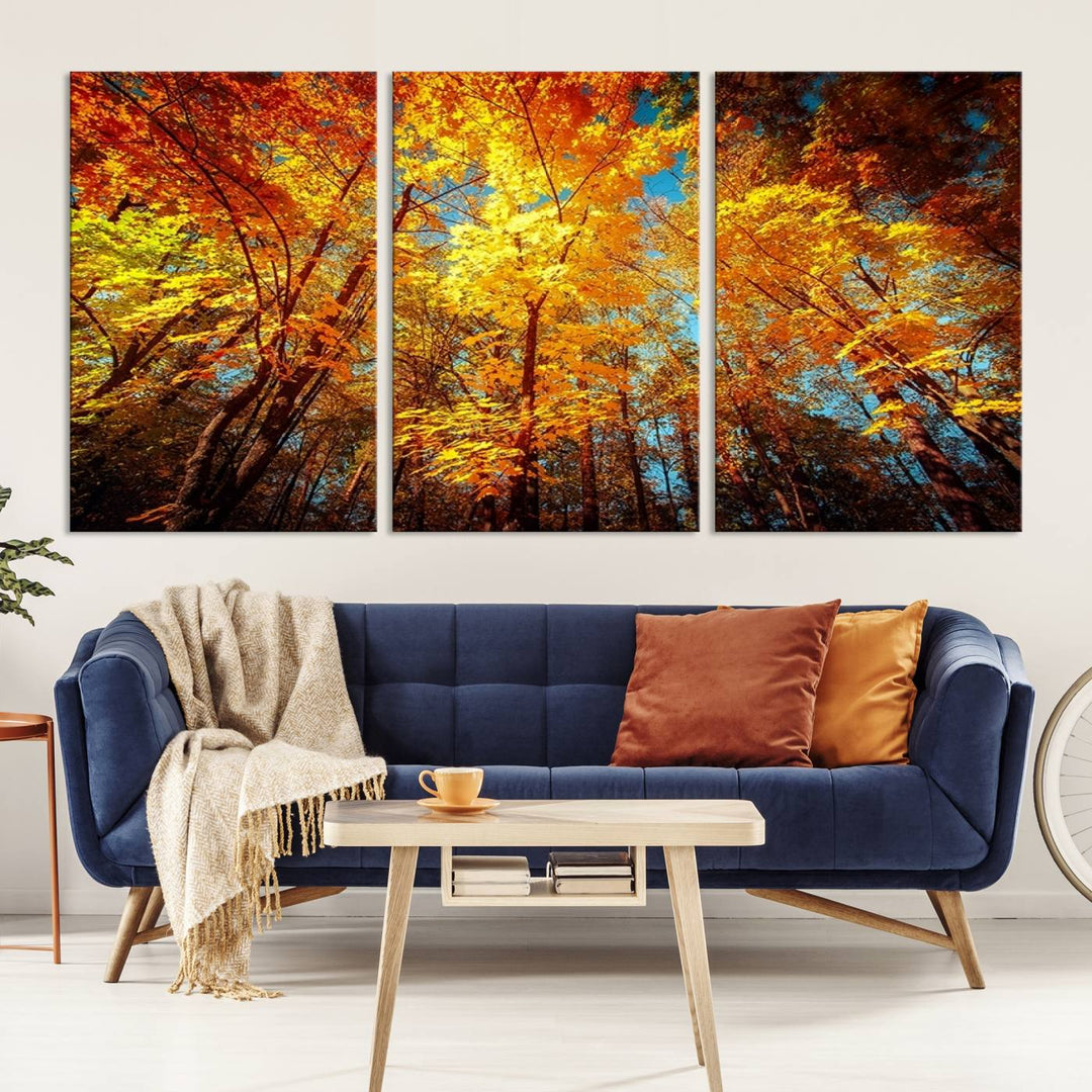 Forest View at Fall Wall Art Autumn Colors Landscape Canvas Print