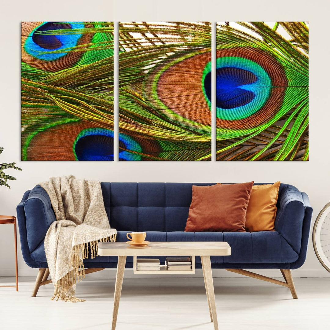 Wall Art Animal Canvas Print Triple Eyed Peacock Wing