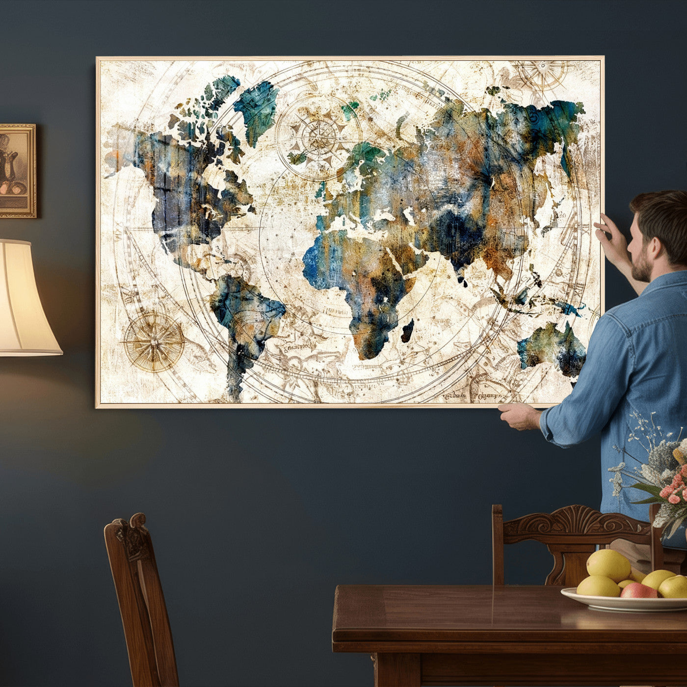 10554-MGV-CV-36X24 - Abstract World Map Art Print Canvas Print