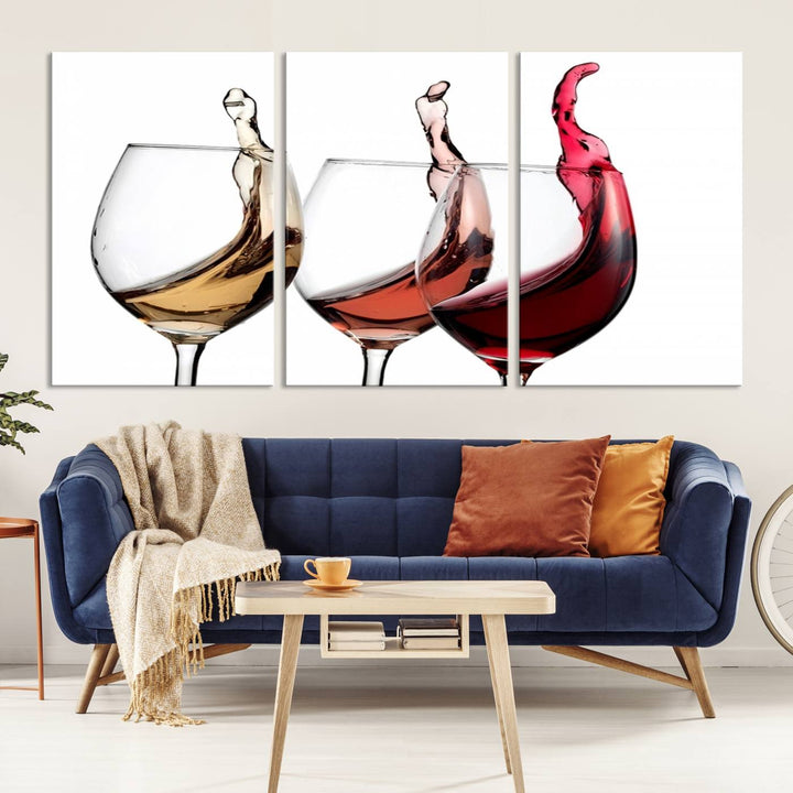 49896 - Lienzo decorativo para pared grande con vino abstracto en copas