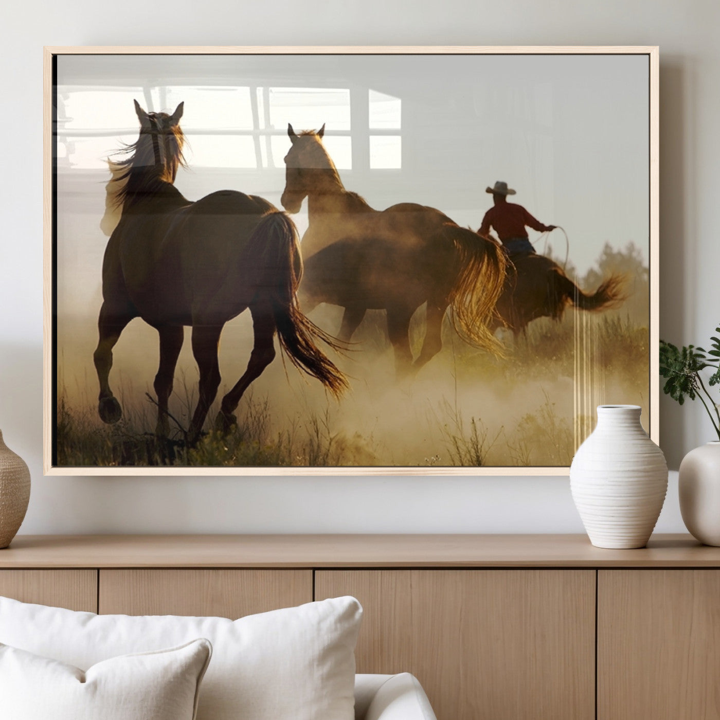 MGV-FP-60X30-3P - Horses and Cowboys Wall Art Canvas Print