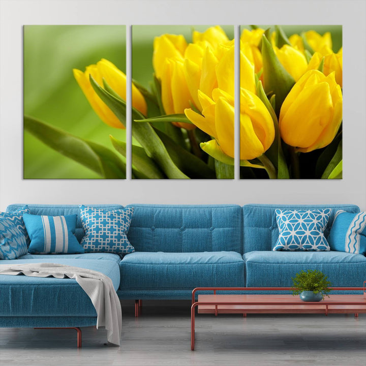 Art mural tulipes jaunes Impression sur toile