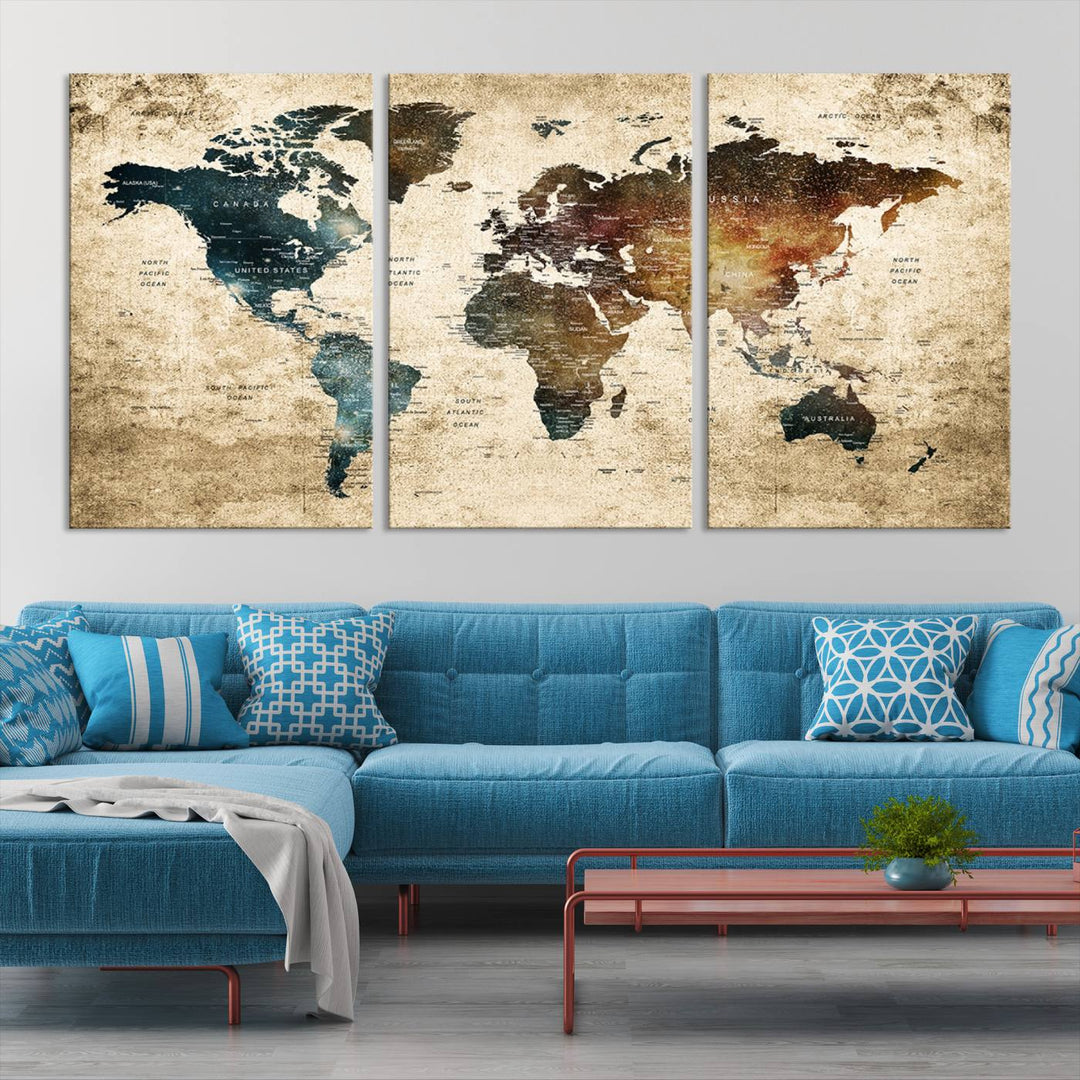 Carte du monde Impression sur toile