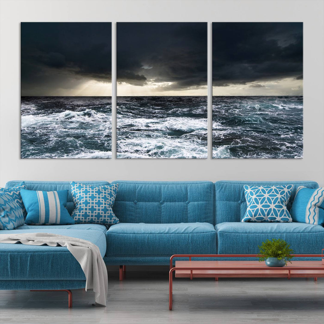 Ocean and Storm Canvas Art Print Hanging Great Print Ocean and