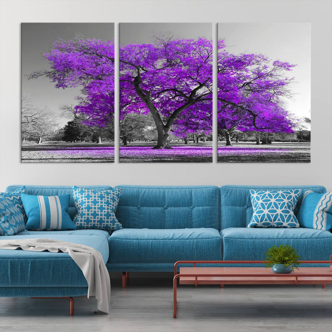 Art mural grand arbre violet Impression sur toile