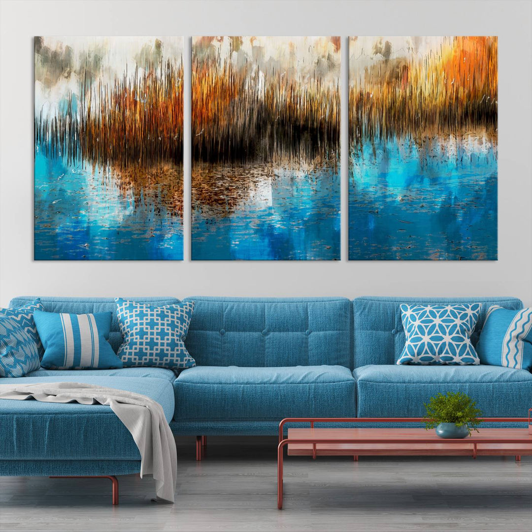 Restful Landscape Art Abstract Lake Canvas Print Wall Art