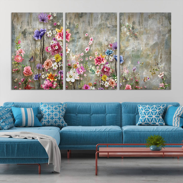 Cozy Flowers Painting on Canvas Wall Art Floral Canvas Print