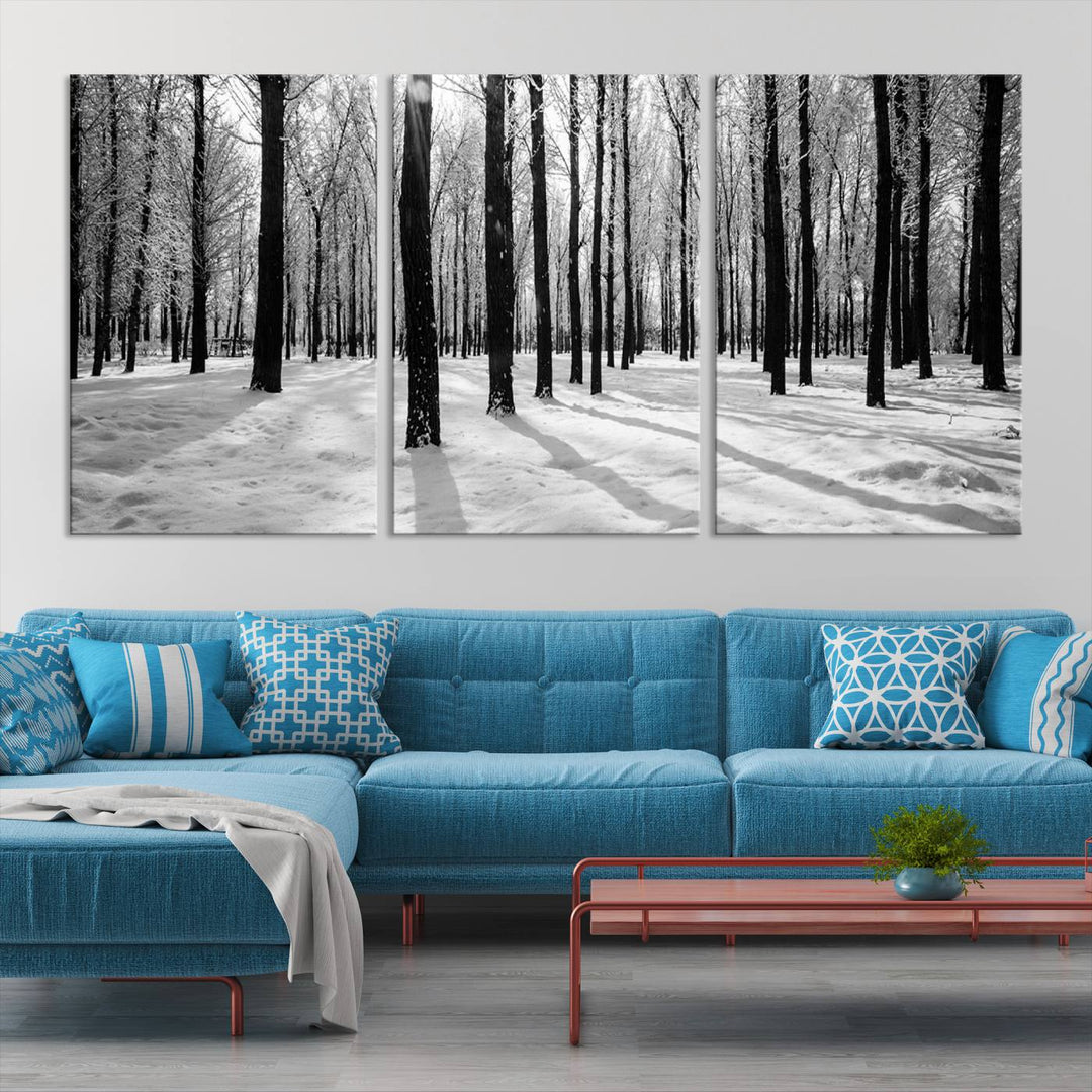 Wall Art Winter Forest Poplar Trees Canvas Print