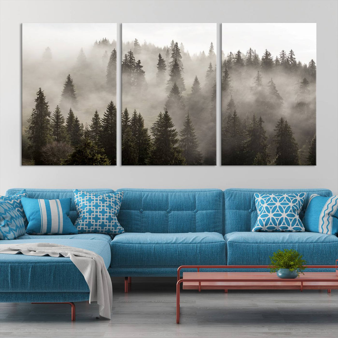 Foggy Forest Wall Art Canvas Print