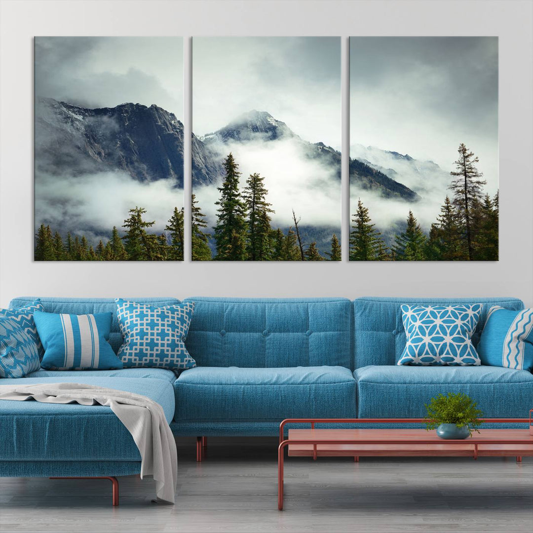 Misty Mountain Forest Wall Art Canvas Print