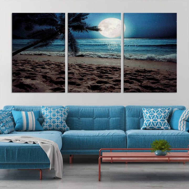 Moonglade Coastal Palm Tree Wall Art Canvas Print