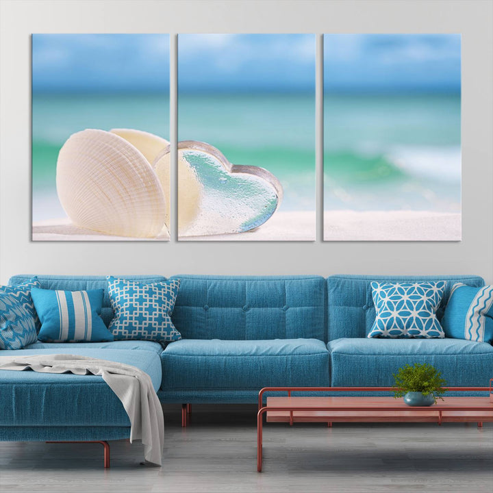 Impression sur toile d'art mural de coquillage d'amour de plage