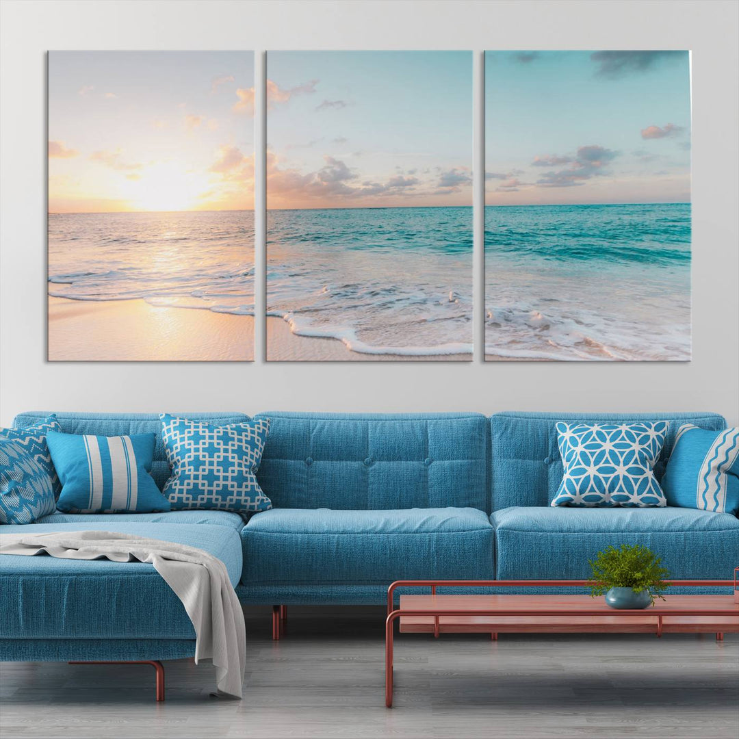 Arte de la pared de Sunset Beach Art Ocean Vibes Lienzo